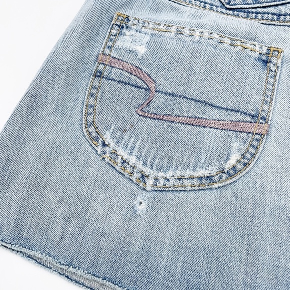 American Eagle Y2K 2000s Distressed Patchwork Denim Micro Mini Skirt Low Rise 6 - Picture 9 of 12